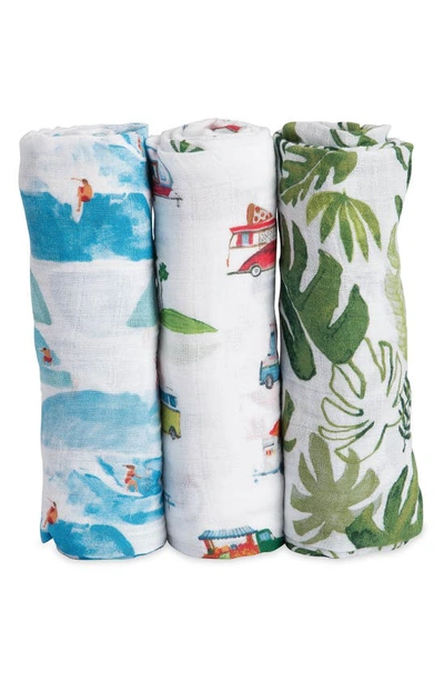 Little Unicorn 3-pack Cotton Muslin Blankets In Summer Vibe