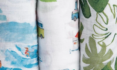 Little Unicorn 3-pack Cotton Muslin Blankets In Summer Vibe