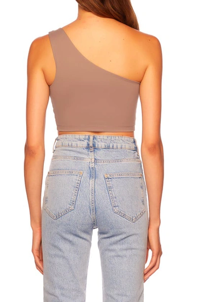 Shop Susana Monaco One-shoulder Crop Top In Coco