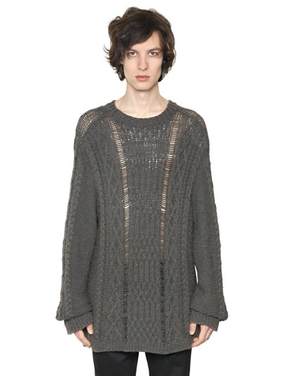 Shop Maison Margiela Oversize Alpaca Blend Cable Knit Sweater, Charcoal