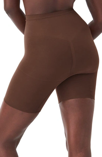 Shop Spanx Everyday Shaping Shorts In Chestnut Brown