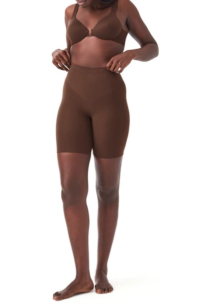 Shop Spanx Everyday Shaping Shorts In Chestnut Brown