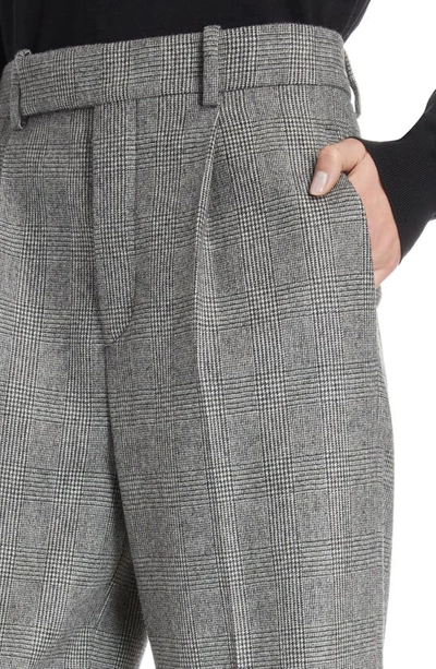 Shop Saint Laurent Glen Plaid Wide Leg Wool Pants In Noir/ Craie