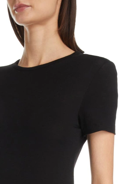 Shop Saint Laurent Short Sleeve Wool Maxi T-shirt Dress In Noir