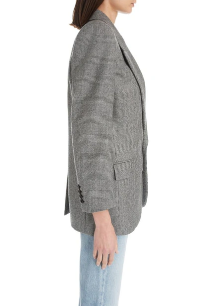 Shop Saint Laurent Glen Plaid Wool Jacket In Noir/ Craie