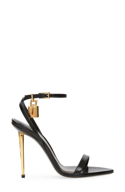 Tom Ford Padlock 85 Naked Pointy Sandals In Calf Leather In Black