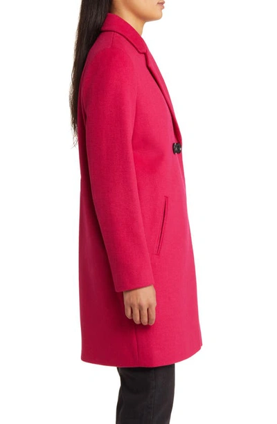 Shop Sam Edelman Double Breasted Wool Blend Coat In Magenta