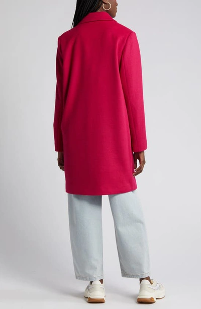 Shop Sam Edelman Double Breasted Wool Blend Coat In Magenta