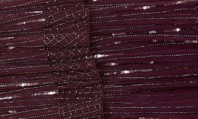 Shop Mac Duggal Sequin Stripe Long Sleeve Tiered Ruffle Gown In Blackberry