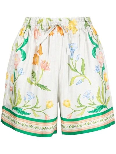 Shop Casablanca Shorts In Silk Twill L''arche Fleurie