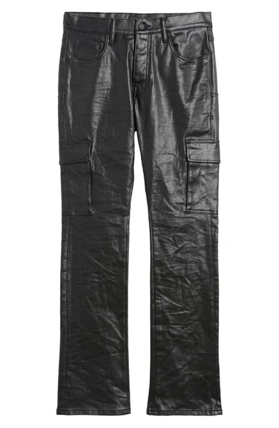 Shop Purple Brand Patent Film Coated Bootcut Cargo Pants In Black