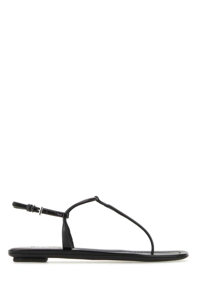 Prada Thong-strap Flat Sandals In Black