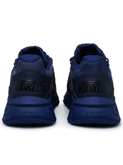 Versace High-top Sneakers With Padded Collar And Mesh Panels In Blue