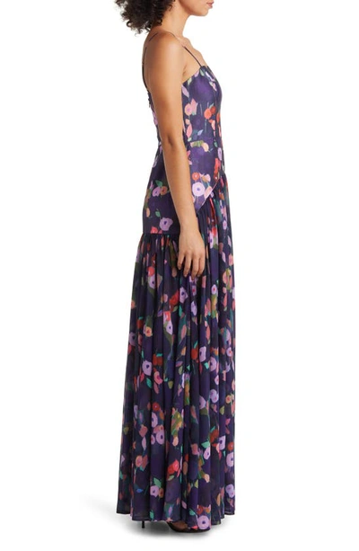 Shop Hutch Imogen Floral Gown In Navy Whimsy Watercolor Floral
