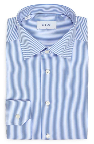 Shop Eton Slim Fit Stripe Cotton Dress Shirt In Blue