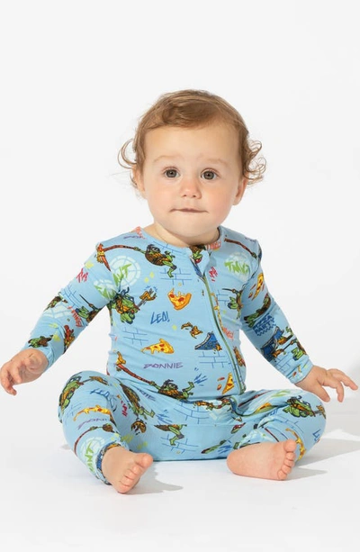 Shop Bellabu Bear Kids' Teenage Mutant Ninja Turtles Fitted Convertible Footie Pajamas In Blue