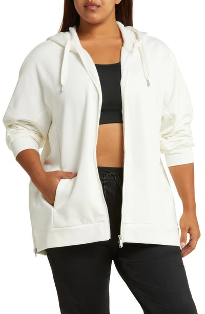 Shop Zella Amazing Cocoon Full Zip Hoodie In Ivory Dove Heather