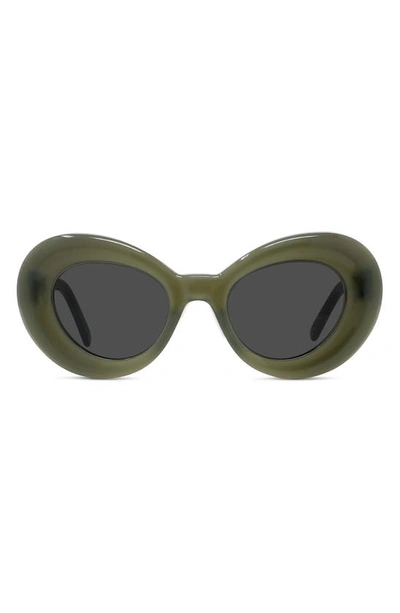 Shop Loewe Curvy 47mm Butterfly Sunglasses In Shiny Dark Green / Smoke