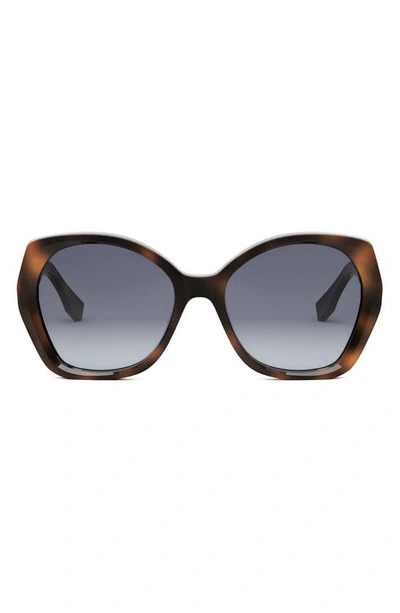 Shop Fendi The  Lettering 57mm Gradient Butterfly Sunglasses In Blonde Havana / Gradient Smoke
