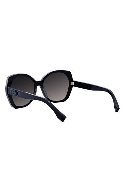 Shop Fendi The  Lettering 57mm Gradient Butterfly Sunglasses In Shiny Blue / Gradient Smoke