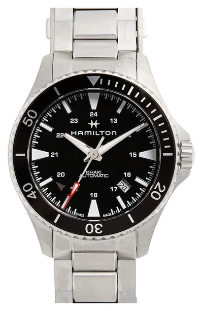 Shop Hamilton Khaki Automatic Bracelet Watch, 40mm In Silver/ Black/ Silver