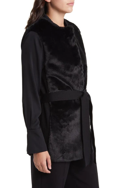 Shop Kobi Halperin Lior Tie Waist Faux Fur Vest In Black