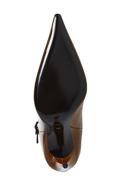 Shop Saint Laurent Vendome Pointy Toe Patent Leather Boot In Cognac