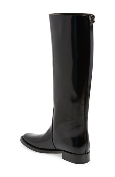 Shop Saint Laurent Hunt Knee High Boot In Black