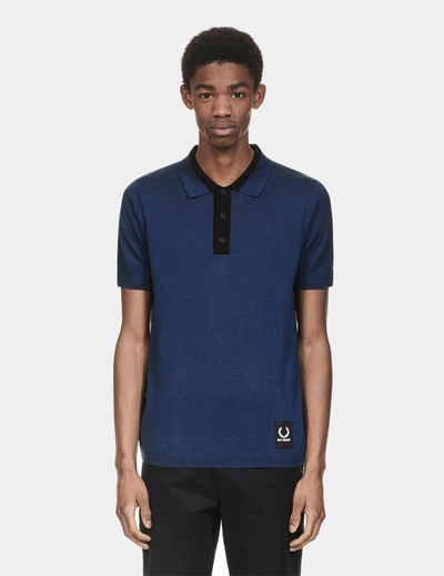 Shop Fred Perry X Raf Simons Knitted Sport Polo Shirt In Navy