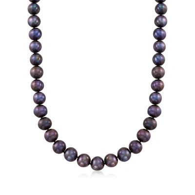 Shop Ross-simons 10-11mm Black Cultured Pearl Necklace With 14kt Yellow Gold