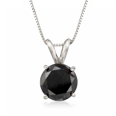 Ross-simons Black Diamond Solitaire Necklace In 14kt White Gold In Black
