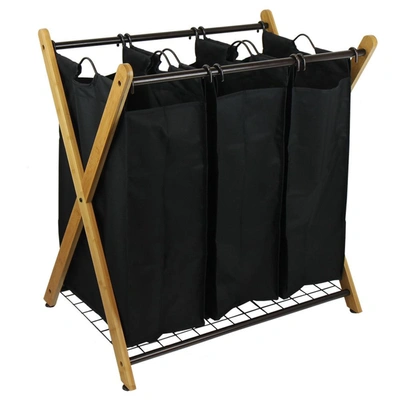 Shop Oceanstar X-frame Bamboo 3-bag Laundry Sorter, Bronze