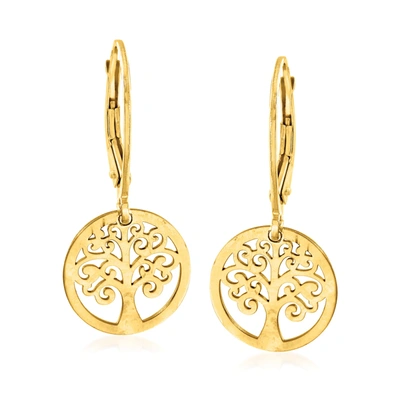 Ross-simons Italian 14kt Yellow Gold Tree Of Life Drop Earrings In Gold