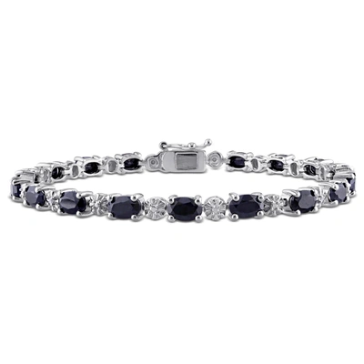 Mimi & Max 11 1/6ct Tgw Black Sapphire And Diamond Accent Bracelet In Sterling Silver In Black