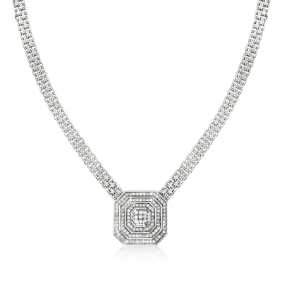 Ross-simons Diamond Cluster Necklace In Sterling Silver In Silver