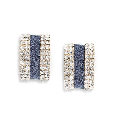 Sohi Gold Plated Designer Stone Party Hoop Earring For Women In Blue