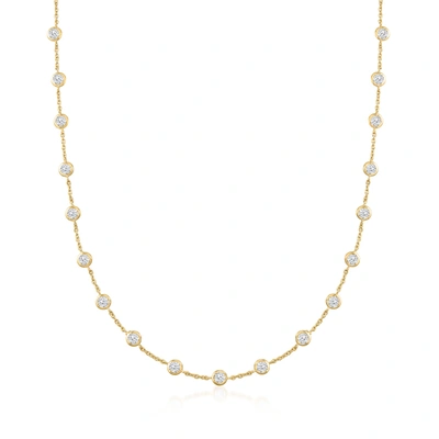 Ross-simons Bezel-set Cz Station Necklace In 18kt Gold Over Sterling In Gold