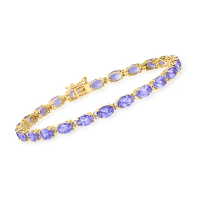 Ross-simons Tanzanite And . Diamond Tennis Bracelet In 14kt Yellow Gold In Gold