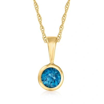 Shop Rs Pure Ross-simons London Blue Topaz Pendant Necklace In 14kt Yellow Gold. 16 Inches