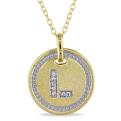 Mimi & Max L Initial Diamond Accent Pendant With Chain In Yellow Plated Sterling Silver In Yellow