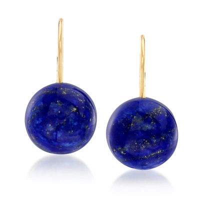 Ross-simons Lapis Earrings In 14kt Yellow Gold In Blue