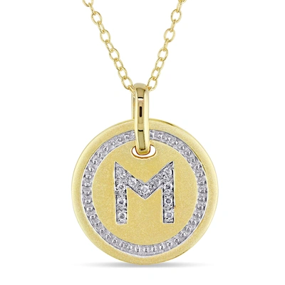 Mimi & Max M Initial Diamond Accent Pendant With Chain In Yellow Plated Sterling Silver In Yellow