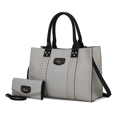Mkf Collection By Mia K Davina Vegan Leather Women's Tote Bag With Wallet In Grey