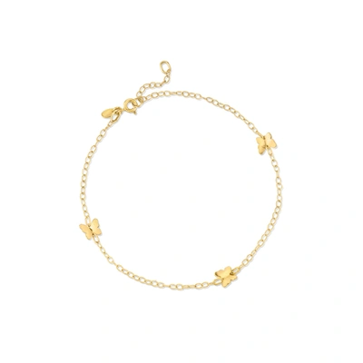 Ross-simons Italian 14kt Yellow Gold Butterfly Station Anklet In Gold