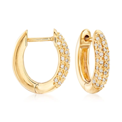 Ross-simons Pave Diamond Hoop Earrings In 18kt Gold Over Sterling In Gold