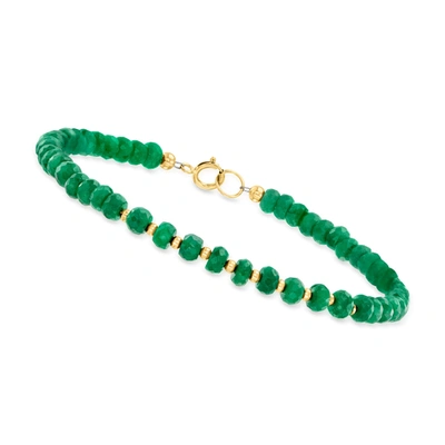 Shop Canaria Fine Jewelry Canaria Emerald Bead Bracelet In 10kt Yellow Gold In Green