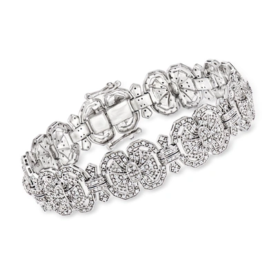 Shop Ross-simons Diamond Vintage-style Bracelet In Sterling Silver