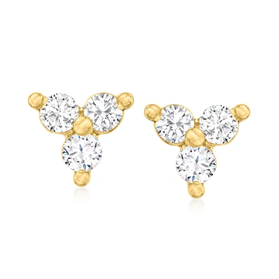 Shop Canaria Fine Jewelry Canaria Diamond Trio Earrings In 10kt Yellow Gold In Silver