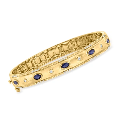 Ross-simons Sapphire And . Diamond Bangle Bracelet In 18kt Gold Over Sterling In Gold
