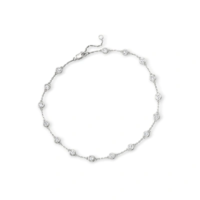 Shop Ross-simons Diamond Station Anklet In Sterling Silver